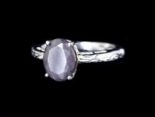 Vintage Sterling Silver Gray Moonstone Gemstone Solitaire Pretty Ring Sz 7