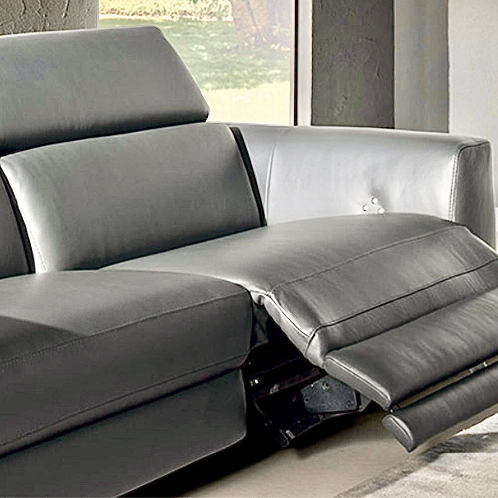 Natuzzi Editions Pensiero Luca B790 DESIGNER Grey LEATHER Corner Suite