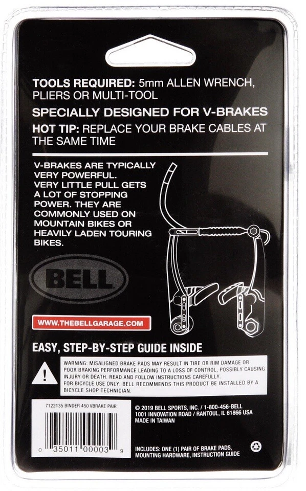 Pastillas de freno Bell Binder 450 Premium V-Brake bicicleta bicicleta *Nuevo en paquete* Foto 2 de 4