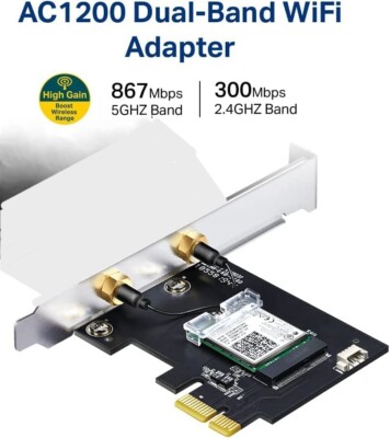 Tp-Link AC1200 PCIe WiFi Card for PC (Archer T5E) - Bluetooth 4.2 (No Antenna...