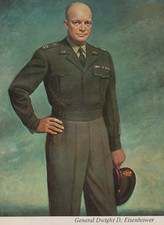 General Dwight D Eisenhower Portrait Painting New York Vintage Chrome Post Card