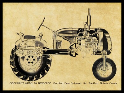 Cockshutt Tractors NEW Metal Sign: Model 20 Row Crop Schematic Cutaway View