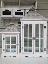 Laterne Landhaus Vintage weiss Grau Shabby re...
