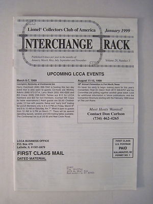 Interchange Rack January 1999. Lionel Train Collector's Club Magazine ...