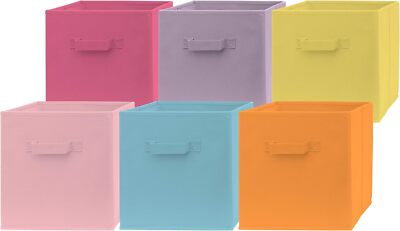 Pomatree 13X13X13 Inch Storage Cubes - 6 Pack - Fun Colored Large Storage Bins |