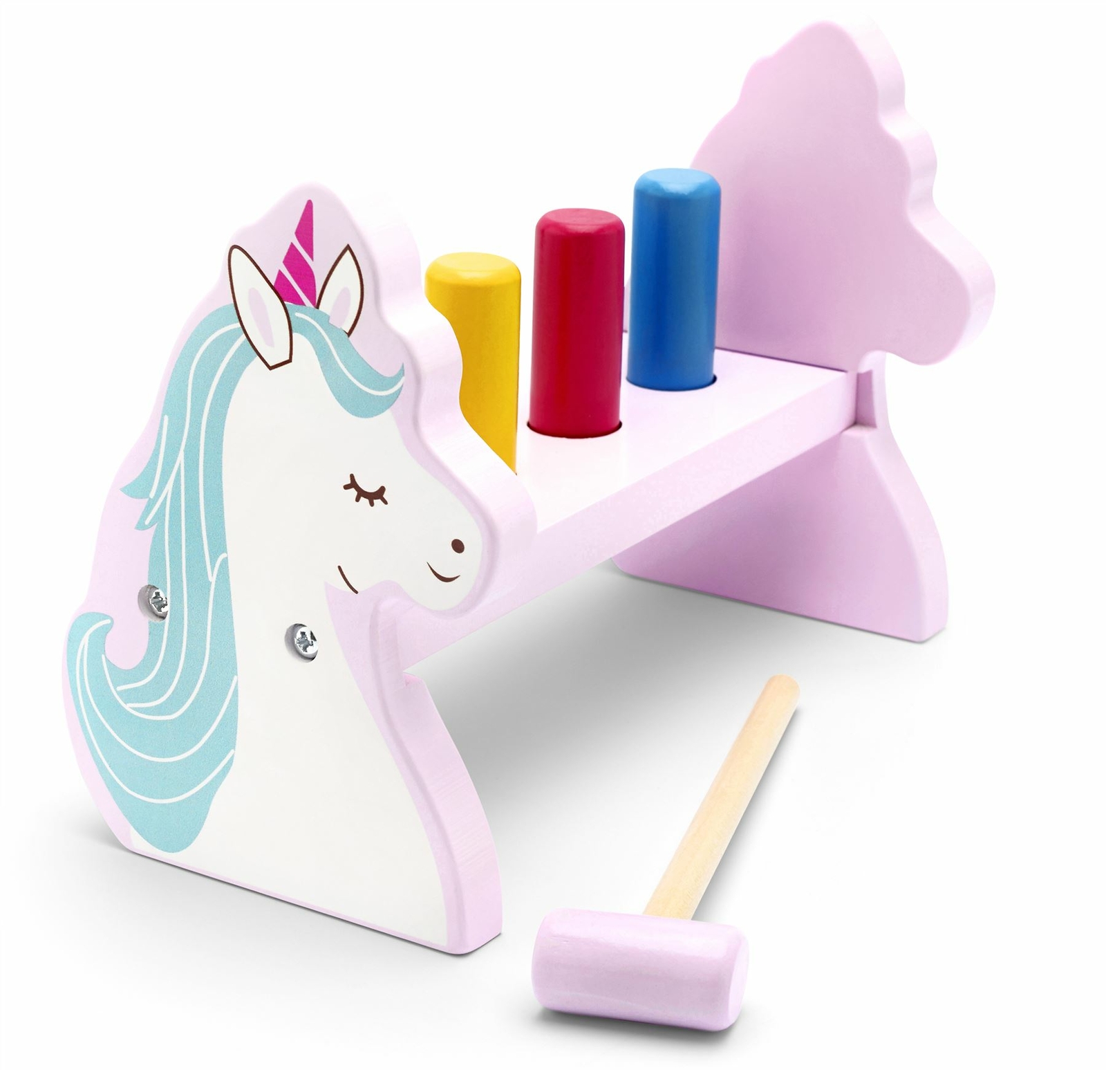 Mousehouse Gifts - Juego de figuras y martillo - Unicornio - Madera