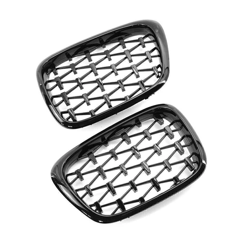 For BMW 5 Series E39 M5 1999-2003 Pair Black/Chrome Front Diamond Kidney Grilles - Picture 13 of 21