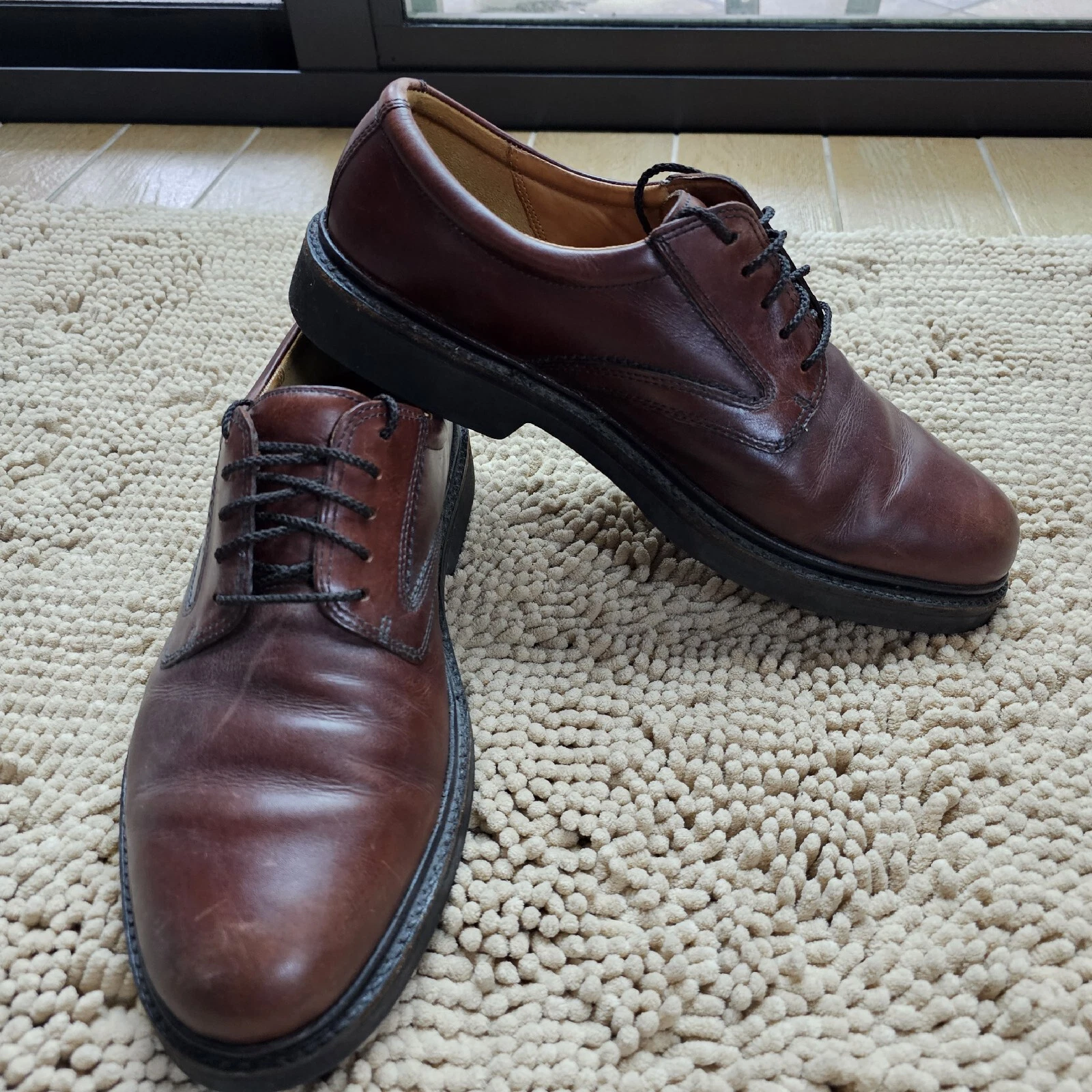 Scarpe comode da uomo Ecco Vibram suola Oxfords taglia 10 5 marroni