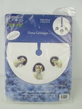 Candamar Heavenly Music Angel Tree skirt Embellished Printed Cross Stitch Kit