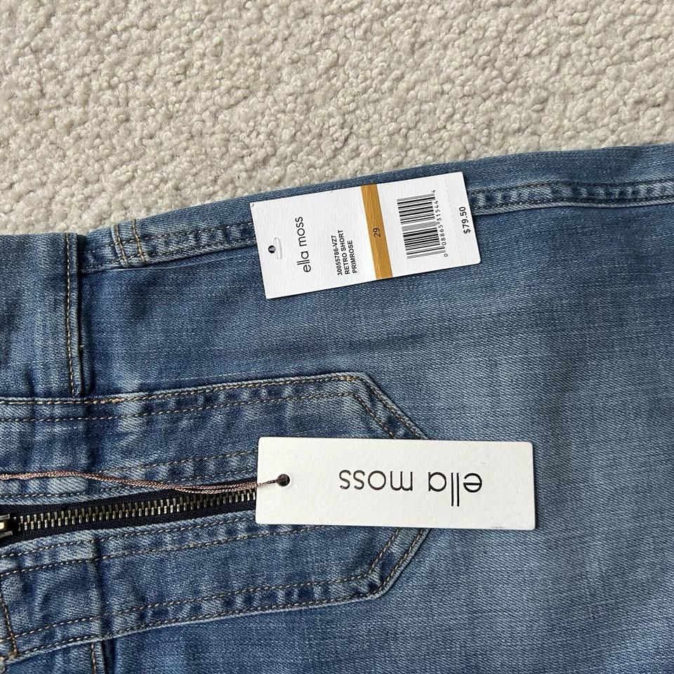 NWT Ella Moss Retro Shorts Denim Exposed Front Zip High Rise Sz 29 Primrose - Image 2 of 4