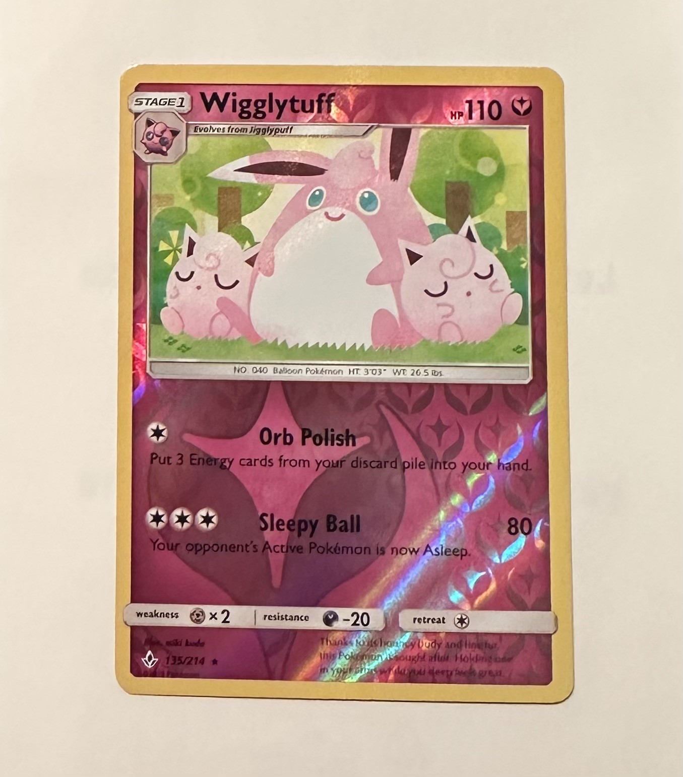 Wigglytuff Reverse Holo Rare SM - Unbroken Bonds 135/214 NM M031