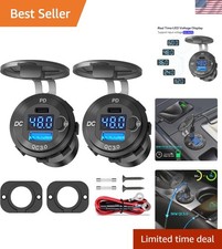 Aluminum Car USB Socket Kit - Dual Fast Charging for 12V to 60V Trucks Ships