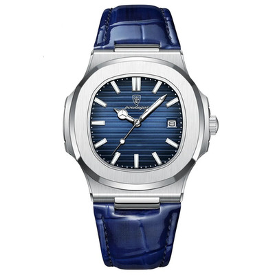 Herren Eckig Uhr Quarz Leuchtend Lederband Wasserdicht Uhr Best