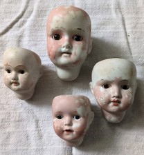 Antique porcelain bisque doll heads - German AM, W&S