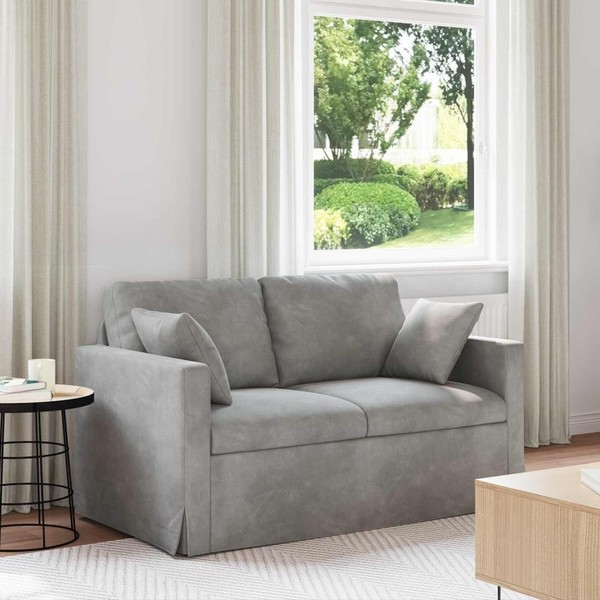 Sofa Hellgrau 138 X 78 X 80 Cm Samt-image