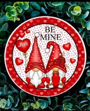 Be Mine Gnome Couple Valentine Day 8" Metal Wall Sign Love Hearts Romantic Gift