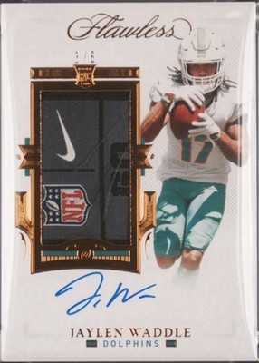2021 Flawless - Rookie Patch Auto LAUNDRY TAG NFL Shield Nike - Jaylen Waddle