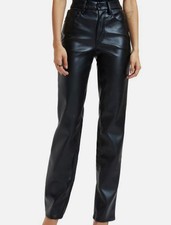 Good American Womens' Black Faux Leather Good Icon Jeans Pants Size 12