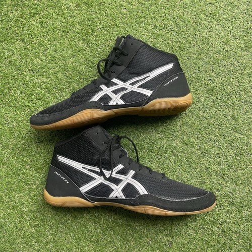Asics Matflex 5 Black Silver Gum Wrestling Shoes J504N Mens Size 11.5
