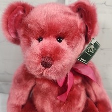 Russ Berrie Retired 15 in CHERI Bear Rose Pink Velvet  Silver Heart Foot NWT