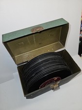 Mid-Century 1950s 45 RPM Collection w/ Original Metal Storage Box Time Capsule