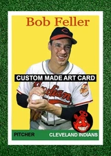 Bob Feller Cleveland Indians 2024 / 1958 Custom Made Art Baseball Card