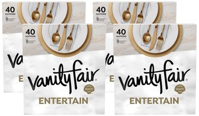 Vanity Fair Entertain Paper Napkins, 40 Count, 40 Count (Pack of 4), White 