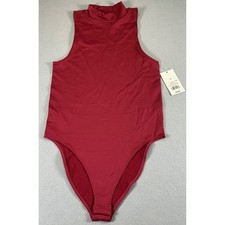 A New Day Red Sleeveless Bodysuit Mock Neck Stretch Women Small NWT