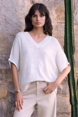 Joseph Ribkoff V-Neck Sweater Knit Relaxed Top 262925