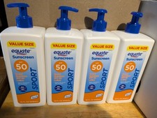 Lot of 4 Equate Sport Sunscreen SPF 50 Lotion 32 oz Value Size Pump NEW