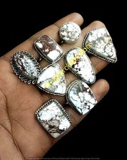 Wild Horse Gemstone Rings Lot 925 Sterling Silver Plated Jewelry Bulk Wholesale
