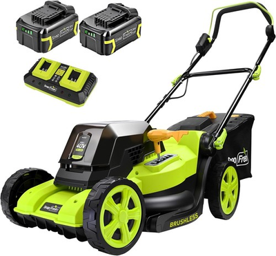 #ad 40V 17” Brushless Lawn Mower – 2 X 5.0Ah Batteries Electric Cordless Push Mower $342.90