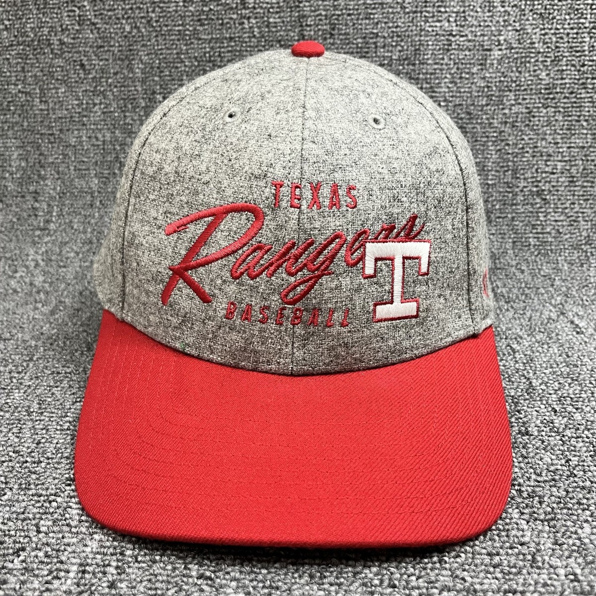 '47 Brand Texas Rangers Gray Heather Red TEXAS Rangers Baseball T Logo Adjustabl