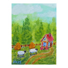 Funny Sheep Original Painting Naive Art for nursery Animals Farmhouse Wall art