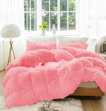 Plush Shaggy Longfur Duvet Cover Set Flannel Velvet Bedding 1Faux Fur Cover 2 F