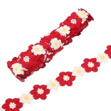 5 Yards 1.4 Inch Wide Delicate Floral Edge Lace Trim Red-White-Yellow