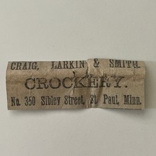 Craig Larkin & Smith Crockery St Paul MN 1883 St. Paul MN Clipping SAI2-S18