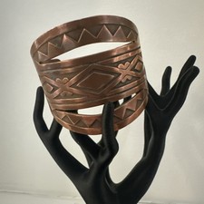 Vtg Mid Century Solid COPPER Wide Bracelet SOUTHWESTERN Cuff TRIBAL Bangle