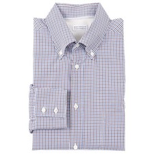 Brunello Cucinelli Tailored-Fit Plum Blue-Brown Check Cotton Dress Shirt XL