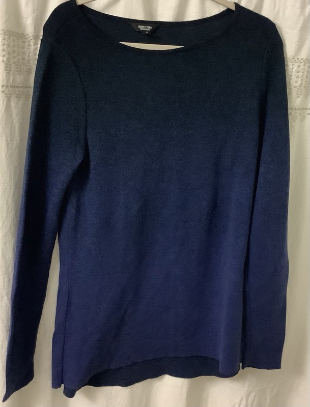 Simply Vera Wang Long Sleeve Dark Blue Sweater /Top Metallic Glitter Size L