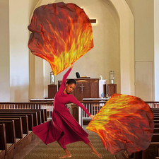 54"X54" Worship Flags for Dance Church, Praise Dance Flag, Fire Flags with Fl...