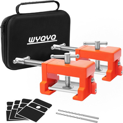 2 Pack Cabinet Clamps with Protective Case & Drill Bit - Heavy Duty Face Frame C