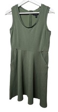 Banana Republic Womens 4 Green Sleeveless Mini Dress Fit Flare Pockets