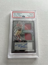 2021 Panini Obsidian Trey Lance Rookie Jersey Ink #48/100, PSA 9