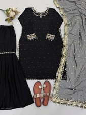 WEDDING SHARARA PALAZZO SALWAR SUIT PLAZZO KURTI SHALWAR KAMEEZ PAKISTANI INDIAN