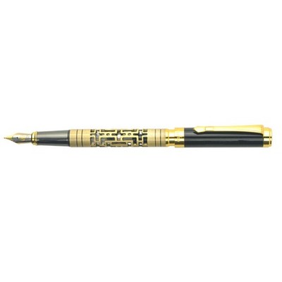 Luoshi Labyrinth Fountain Pen Two Tone Gold Plated Steel Nib 0.7mm Writing Gift