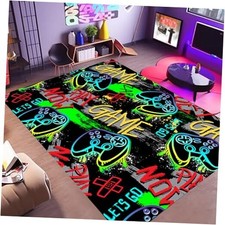 Gamer Rug for Game Room 5'x7' Non-Slip Gaming Rugs,Cool Graffiti Carpet for