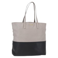 Miu Miu Tote Bag Leather Black Gray Auth BA8020