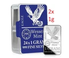 NEW - 2x 1g .999 Fine Silver Eagle Bar 1 Gram Bar - The Wessex Mint - No Reserve