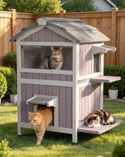 Cat House Outdoor Feral Cat Enclosure Weatherproof Warm Kitty Shelter - NEW